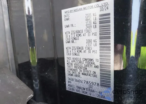 2025 Nissan Rogue Sv z USA, uszkodzony, nr VIN 5N1BT3BA0SC785978